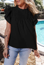 Load image into Gallery viewer, Ruffled Ruched Cap Sleeve Blouse