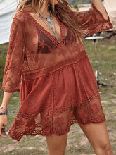 Load image into Gallery viewer, Lacey Plunge Cover-Up Flowy Dress