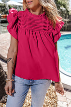 Load image into Gallery viewer, Ruffled Ruched Cap Sleeve Blouse