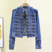 Load image into Gallery viewer, Retro Military Jean Jacket