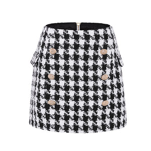 Lion Eyes Tweed Wool Houndstooth Mini Skirt