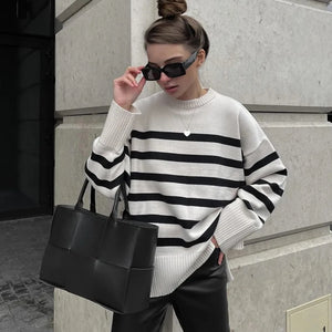 Missy Oversized Striped Pullover