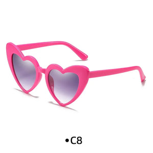 Love Heart Girls Colors Sunglasses Women Fashion Designer Pink Cute Retro Cat Eye Vintage UV400 Party Sun Glasses Red Female