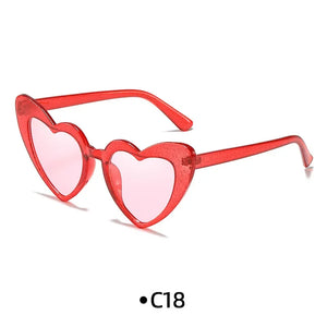 Love Heart Girls Colors Sunglasses Women Fashion Designer Pink Cute Retro Cat Eye Vintage UV400 Party Sun Glasses Red Female