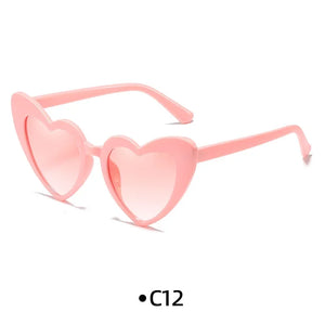 Love Heart Girls Colors Sunglasses Women Fashion Designer Pink Cute Retro Cat Eye Vintage UV400 Party Sun Glasses Red Female