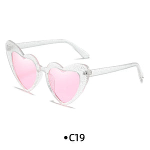 Love Heart Girls Colors Sunglasses Women Fashion Designer Pink Cute Retro Cat Eye Vintage UV400 Party Sun Glasses Red Female