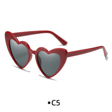 Load image into Gallery viewer, Love Heart Girls Colors Sunglasses Women Fashion Designer Pink Cute Retro Cat Eye Vintage UV400 Party Sun Glasses Red Female