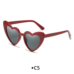 Love Heart Girls Colors Sunglasses Women Fashion Designer Pink Cute Retro Cat Eye Vintage UV400 Party Sun Glasses Red Female