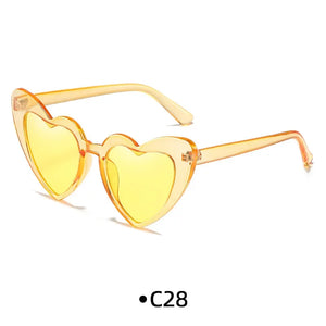 Love Heart Girls Colors Sunglasses Women Fashion Designer Pink Cute Retro Cat Eye Vintage UV400 Party Sun Glasses Red Female