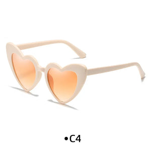 Love Heart Girls Colors Sunglasses Women Fashion Designer Pink Cute Retro Cat Eye Vintage UV400 Party Sun Glasses Red Female