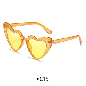 Love Heart Girls Colors Sunglasses Women Fashion Designer Pink Cute Retro Cat Eye Vintage UV400 Party Sun Glasses Red Female