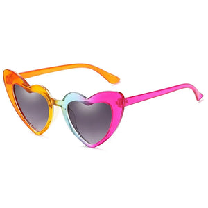 Love Heart Girls Colors Sunglasses Women Fashion Designer Pink Cute Retro Cat Eye Vintage UV400 Party Sun Glasses Red Female