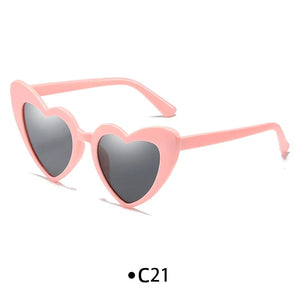 Love Heart Girls Colors Sunglasses Women Fashion Designer Pink Cute Retro Cat Eye Vintage UV400 Party Sun Glasses Red Female