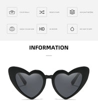 Load image into Gallery viewer, Love Heart Girls Colors Sunglasses Women Fashion Designer Pink Cute Retro Cat Eye Vintage UV400 Party Sun Glasses Red Female