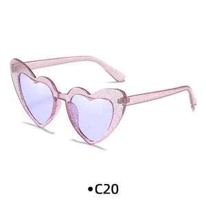 Love Heart Girls Colors Sunglasses Women Fashion Designer Pink Cute Retro Cat Eye Vintage UV400 Party Sun Glasses Red Female