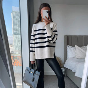 Missy Oversized Striped Pullover
