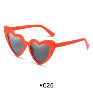 Love Heart Girls Colors Sunglasses Women Fashion Designer Pink Cute Retro Cat Eye Vintage UV400 Party Sun Glasses Red Female