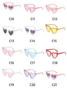 Love Heart Girls Colors Sunglasses Women Fashion Designer Pink Cute Retro Cat Eye Vintage UV400 Party Sun Glasses Red Female