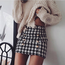 Load image into Gallery viewer, Lion Eyes Tweed Wool Houndstooth Mini Skirt