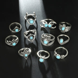 Turquoise Antique Bohemian Ring Sets