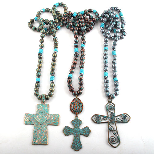 Knotted Metal Blue Cross