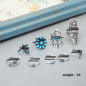 Turquoise Antique Bohemian Ring Sets