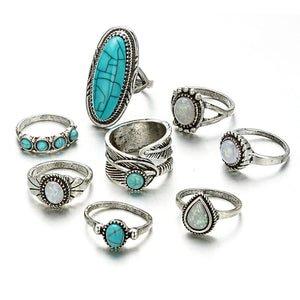 Turquoise Antique Bohemian Ring Sets