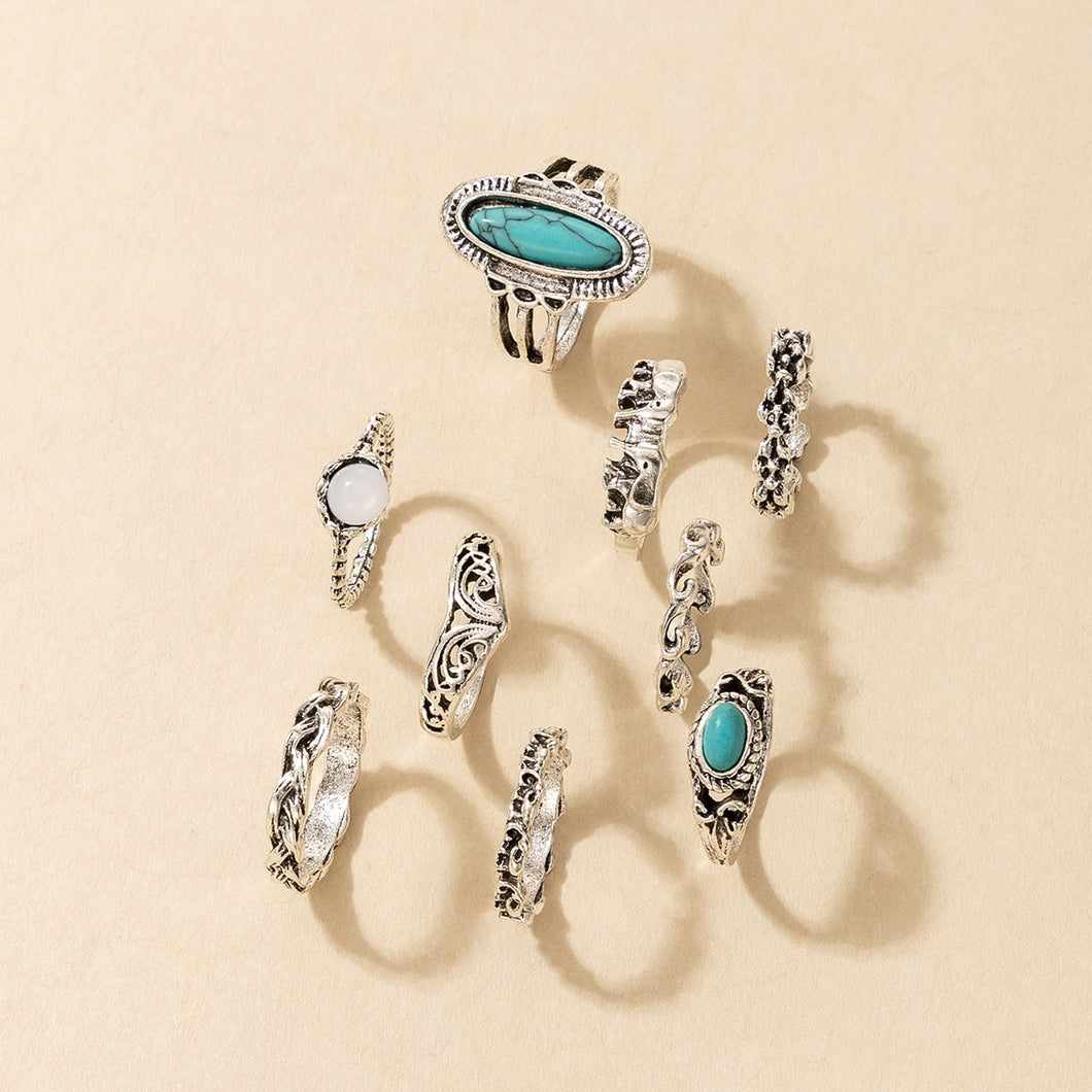 Turquoise Antique Bohemian Ring Sets