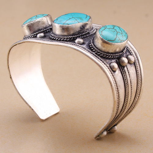 Stone Silver Cuff