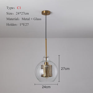 Loft Modern Pendant Light Glass Ball Hanging Light Fixture