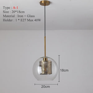 Loft Modern Pendant Light Glass Ball Hanging Light Fixture