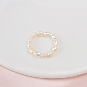 Tides REAL Freshwater Pearl Ring Stacker w 925 Sterling Silver