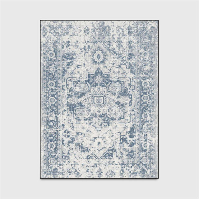 Euro Retro-Classical Blue Abstract Carpet