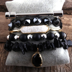 Natural Stone Bangle 5pc Bracelets Set