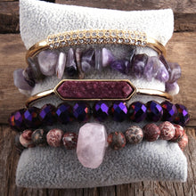 Load image into Gallery viewer, Natural Stone Bangle 5pc Bracelets Set