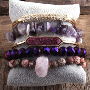 Natural Stone Bangle 5pc Bracelets Set