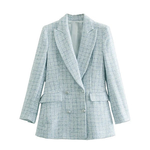 Tweed Vintage Blazer in Sky Blue