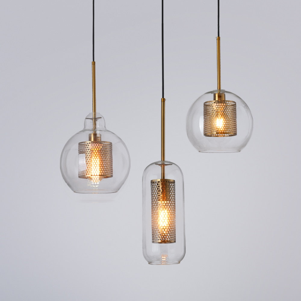 Loft Modern Pendant Light Glass Ball Hanging Light Fixture