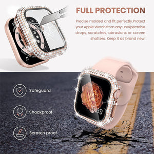 Bling Rhinestone Bumper Case+Tempered Glass for Apple Watch
