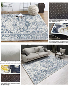 Euro Retro-Classical Blue Abstract Carpet