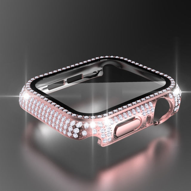 Bling Rhinestone Bumper Case+Tempered Glass for Apple Watch