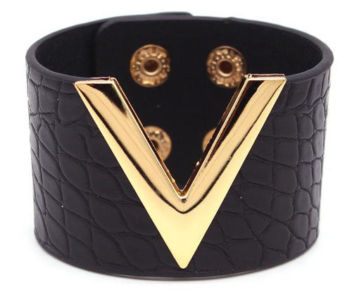 Luxe Leather V Cuff