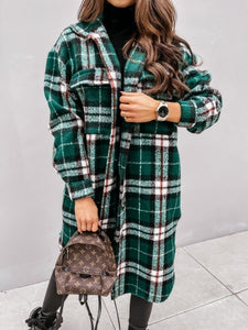 Tacy Turn-Down Collar Plaid Coat